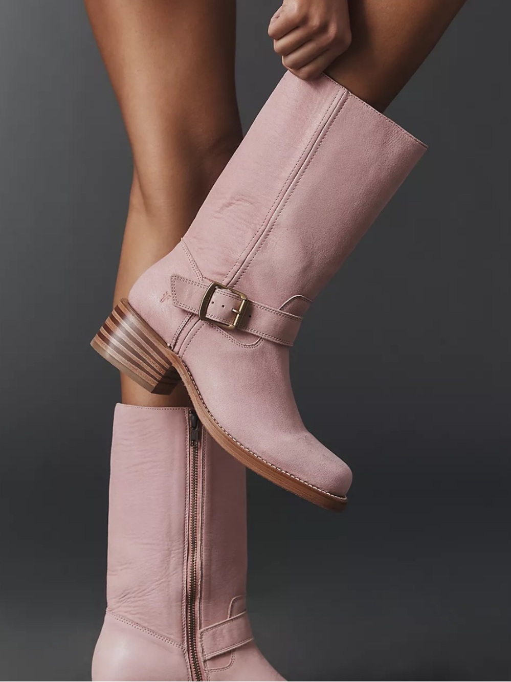 Frye Anthropologie Exclusive Campus Buckle Boots - Pink | 6.5 NWT